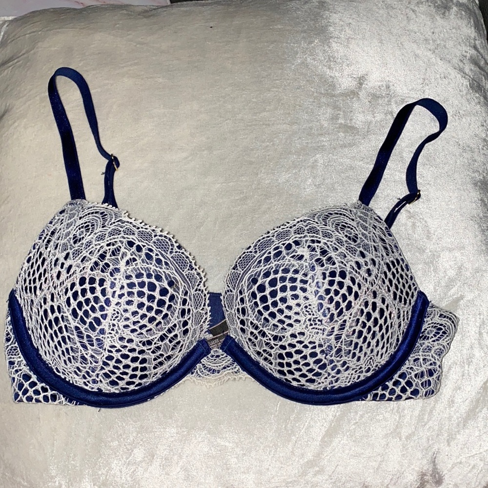 Victoria’s Secret Navy Blue with Lace Push Up Bra